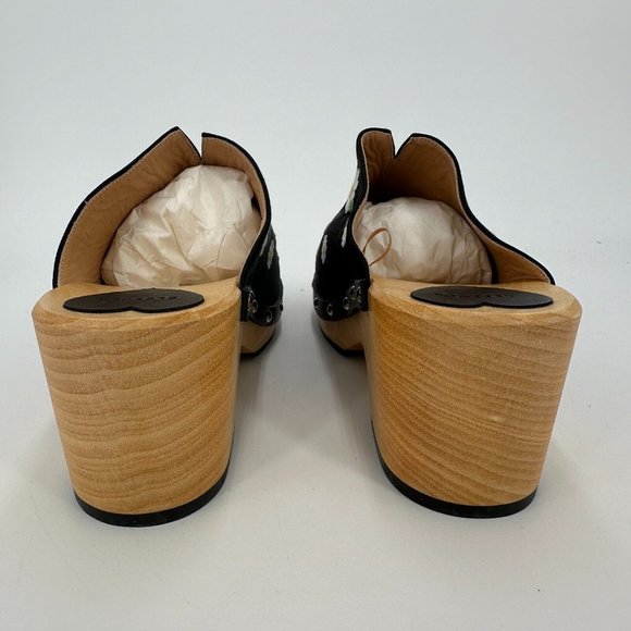 Sleeper Black Daisy Matilda Shearling Silk/Wooden Clog sz 40/US 9-9.5 NWOT NEW - Picture 8 of 10